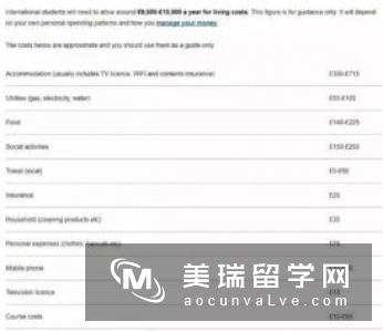 英国留学费用：一年生活费超6000英磅